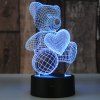 Doux amour ours tactile créatif 3d coloré nuit lumière LED lampe de table cadeau - multicolor A 