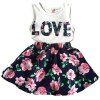 Vêtements enfants coréens filles LOVE Lettres LOVE sans manches gilets jupe deux pièces - multicolor A 6-7YEARS