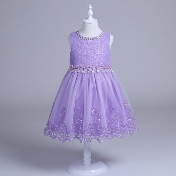 L7020 Robe de Princesse de Mariage à la Mode pour Filles - Violet Crocus 5 - 6 YEARS