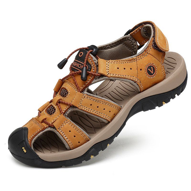 

Fashion Outdoor Slip Sandals for Men, Golden brown