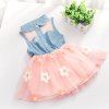 Cute Little Girl Flower Fashionable Lace Denim Dress - PINK 5YEARS