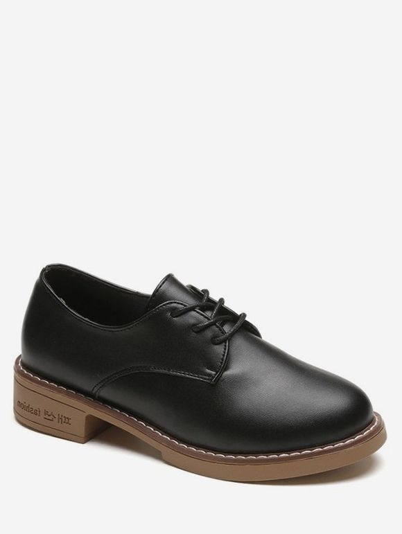 Chaussures Vintage à Bout Rond à Lacets - Noir EU 38