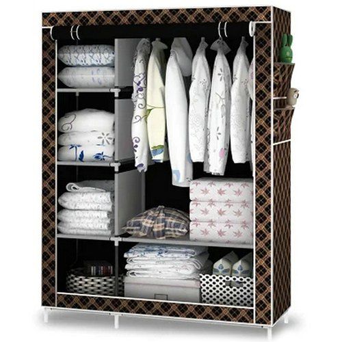 

Double Cloth Wardrobe Steel Frame Single Assembly Simple Storage Cabinet, Multi-a