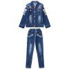 KH0071 Costume à la mode pour filles, imprimé denim - Bleu Lapis 5-6YEARS