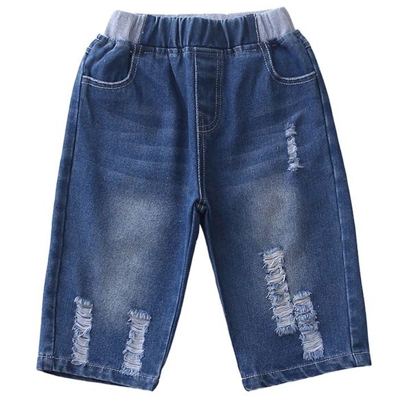 KH0207 Short en jean respirant pour garçons de la mode estivale - Bleu Foncé Toile de Jean 12-13YEARS（150）