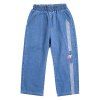 KH0106 Pantalon large brodé de fraises pour filles, jeans décontractés - Bleu de Soie 10-11YEARS（150）