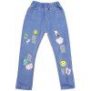KH0138 Jeans Smiley Feet Jeans Pantalon Enfant - Bleu de Soie 140CM ( 9 - 10 YEARS OLD )