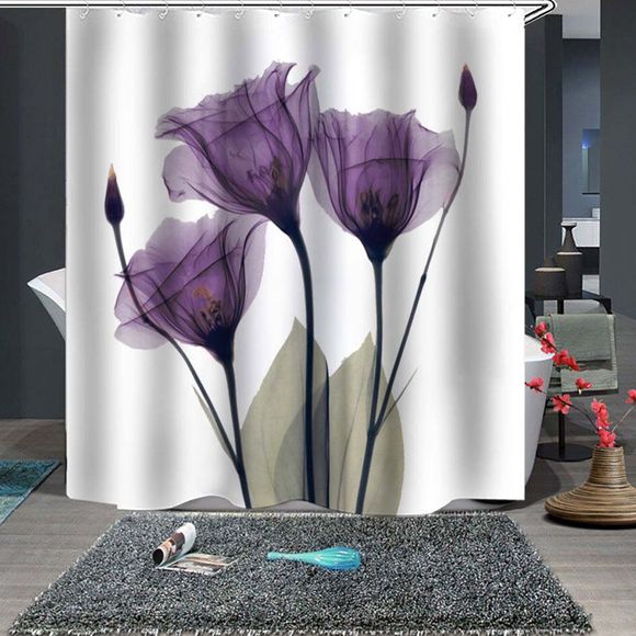 Rideau de Douche Fleur Violete - multicolor W71 X L71 INCH