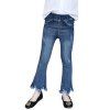 KH0104 Jeans de fille à pompon évasé à la mode élastique fin - Paon Bleu 12-13YEARS（160）