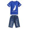 XXNH66 T-shirt et Shorts en Denim de Style Décontracté de Mode pour Garçons - Bleu Océan 5 - 6 YEARS