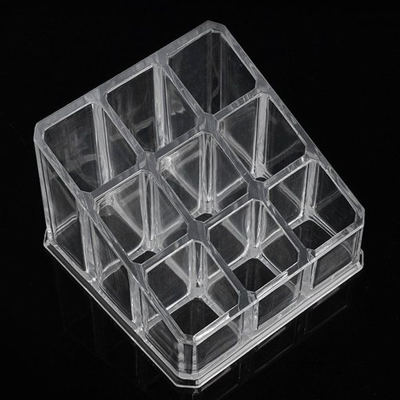Boîte de rangement pour rouge à lèvres en cristal acrylique transparent 9 - Transparent 1PC