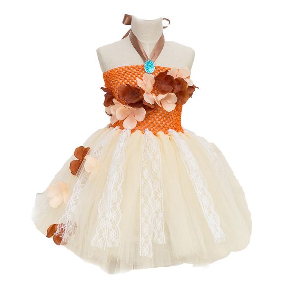 Robe créative en maille sans manches orange pour fille - multicolor A 10-12YEARS