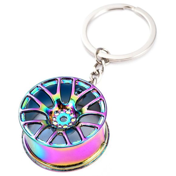 Porte-clés en métal coloré de roue en acier de voiture - multicolor 