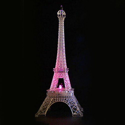 Décoration Créative de Lampe de Nuit Colorée de Tour Eiffel Illuminé Romantique pour Saint-Valentin - Blanc 10 X 25
