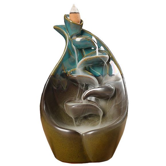 Brûleur d'encens Lotus inversé en céramique artisanat décoration de la maison - Vert Foncé 