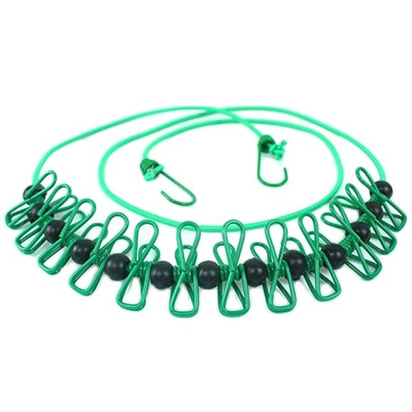 Corde à linge épaississante avec boucle élastique de positionnement antidérapante - Vert Algues 