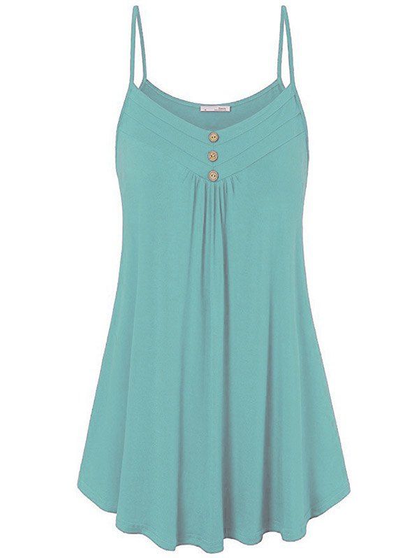 

Women Sexy V-neck Vest Spaghetti Strap Solid Color, Cyan opaque
