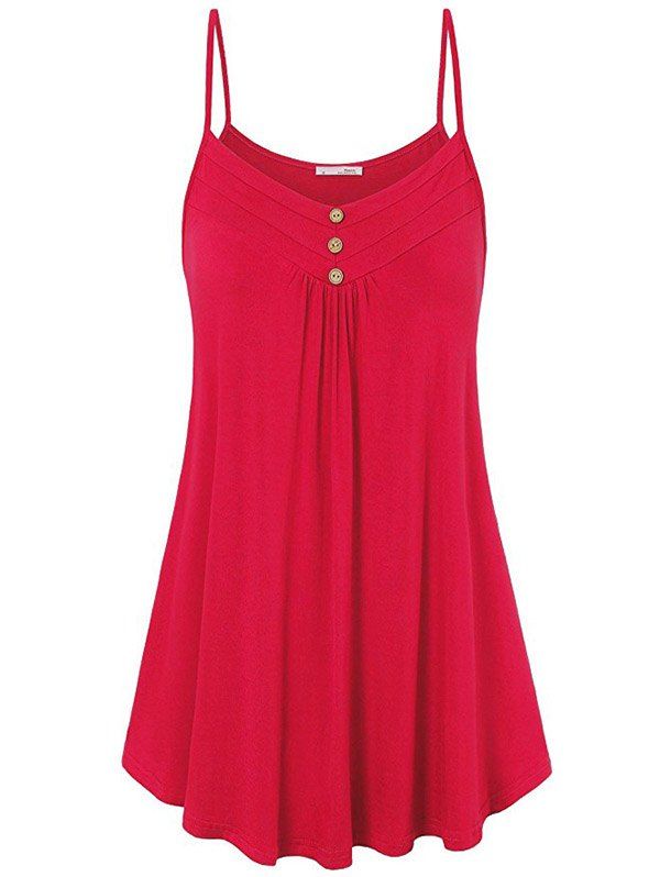 

Women Sexy V-neck Vest Spaghetti Strap Solid Color, Lava red