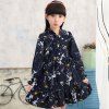 Mini Robe en Coton à Couture Florale pour Filles - Ardoise bleue foncée 10 - 11 YEARS
