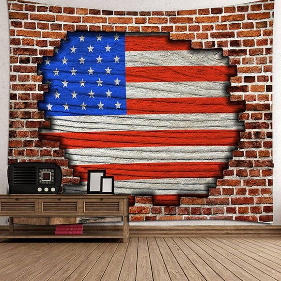 Tapisserie avec Motif de Drapeau Américain de Trou de Mur de Brique - multicolor A 230 X 180CM