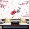 SK9358 Autocollant Mural de Fleur de Pêche de Style Chinois pour Décoration de Salon Chambre - multicolor 