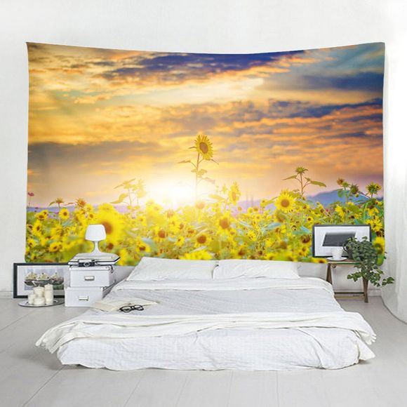 Tapisserie avec Motif de Fleur du Soleil pour Décoration de Maison - Jaune de Maïs 230 X 180CM