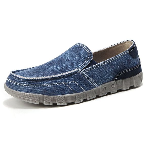 Chaussures en Toile de Grande Taille Confortables Lavé à Couleur Unie pour Homme - Bleu Myrtille EU 43