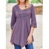 T-shirt Femme Coudre Dentelle Irrégulière - Pourpre Moyen 2XL