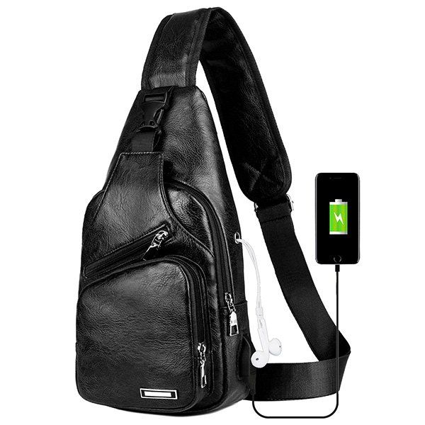 

USB Charging Chest Bag Casual Fashion, Black