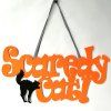 JM00399 Pendentif de Porte de Thème de Chat Effrayant de Décoration d'Halloween Intérieure Extérieure Ornement Mural en Tissus Non-tissé pour Maison Bureau Fête - Orange Foncé 