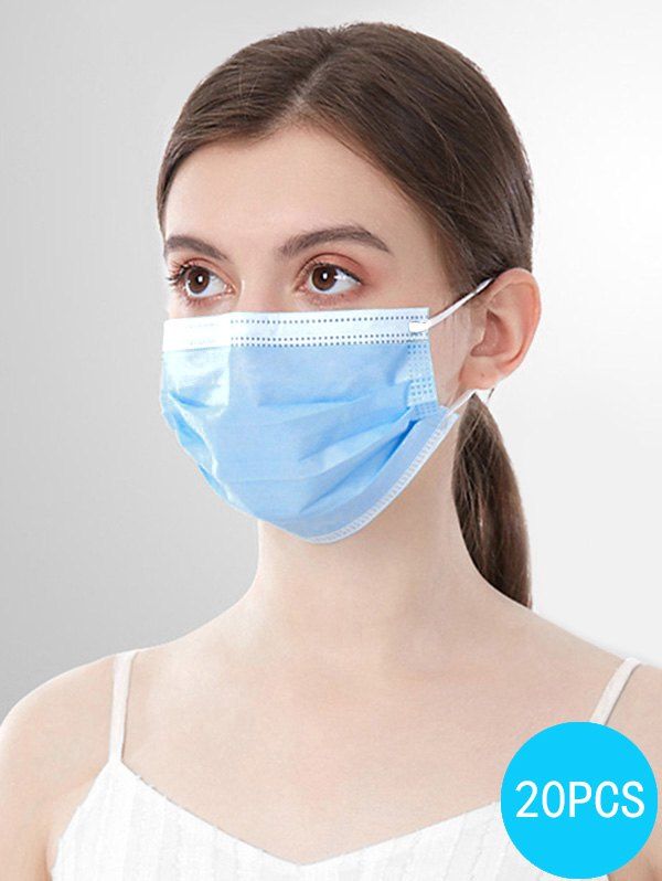 

20PCS Disposable Isolation Face Mask with FDA and CE Certification Activated Carbon Anti-Dust Bacteria Proof Masks, Deep sky blue