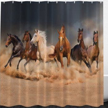 17% OFF 2021 Bathroom Decor Horse Animal Print Shower ...