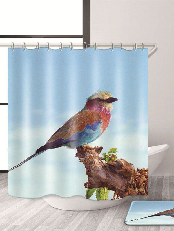 

Waterproof Mouldproof Bird Print Shower Curtain, Lake blue