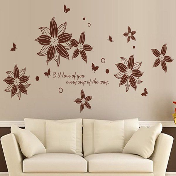 

DIY Flower Removable Wall Stickers For Living Room, Brown