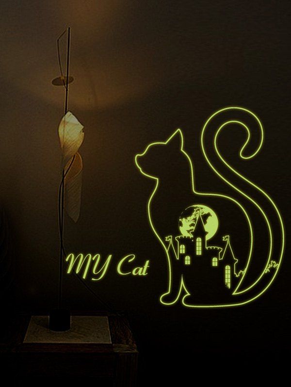 

Cat Animal Luminous Wall Sticker, Colormix