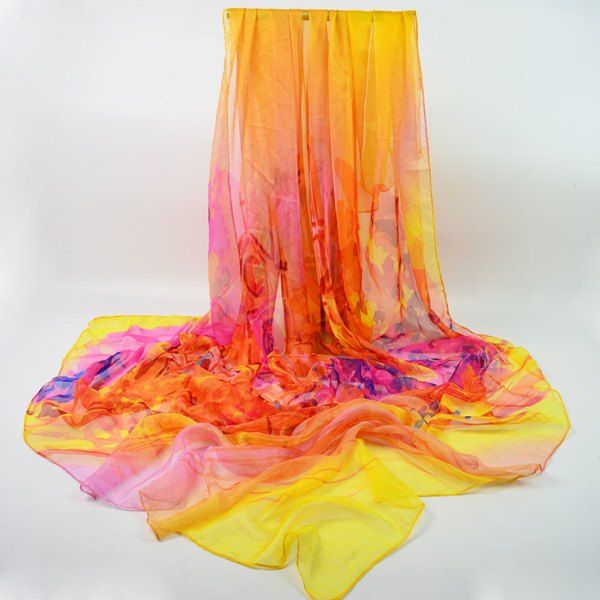 

Oil Painting Print Chiffon Wrap Scarf, Yellow