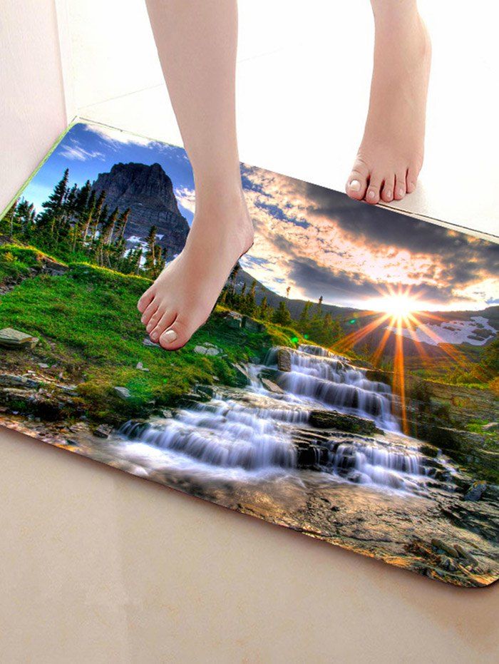 

Mountain Stream Print Home Decor Caroset Skidproof Rug, Colormix
