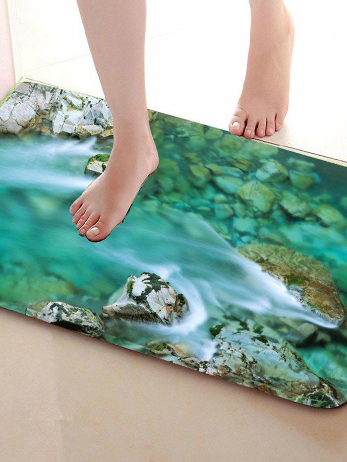 

Stream Print Home Decor Caroset Skidproof Bathroom Rug, Lake green