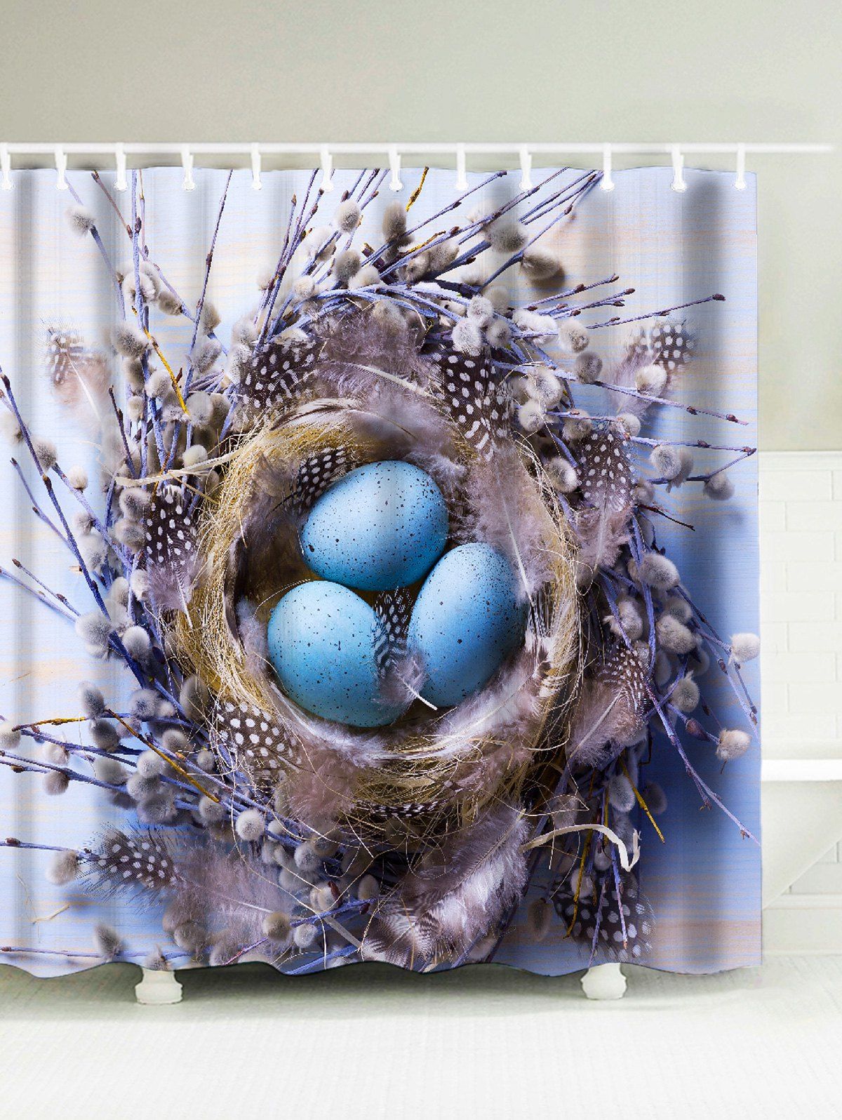 

Bird's Nest Easter Egg Waterproof Shower Curtain, Colormix
