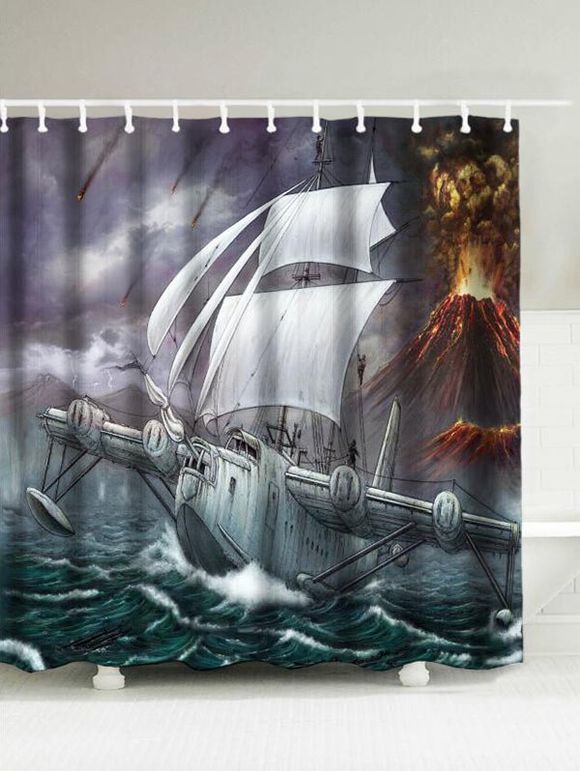 Volcanic Sea Warfare imperméable rideau de douche - multicolore 180*200CM