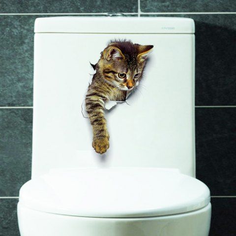 2022 3D  Cat  Wall  Sticker For Bathroom Bedroom Decor In 