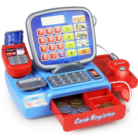 Jouet de Semblant Caisse Enregistreuse Supermarché Caisse Simulation de Maison de Poupée avec Calculatrice pour Petite Enfance - multicolore 