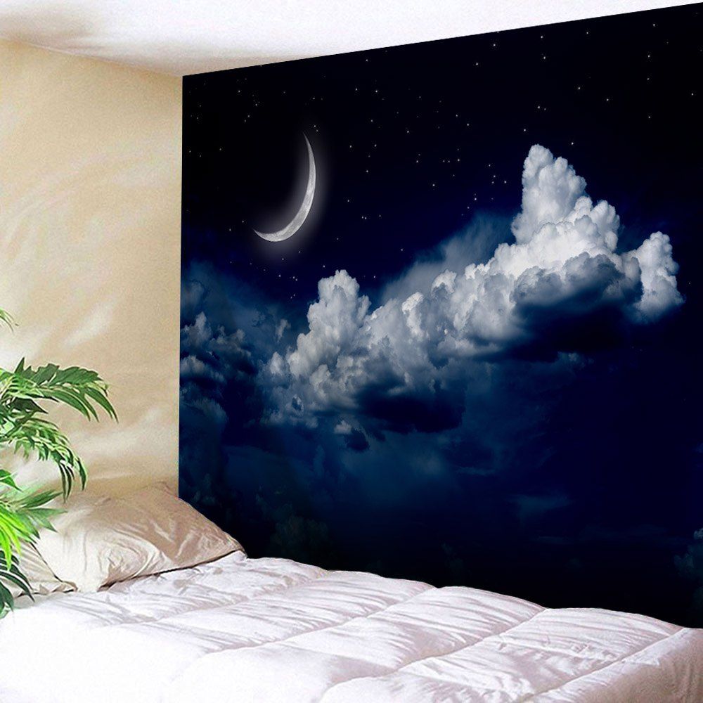 

Moonnight Print Home Decor Wall Art Tapestry, Night blue