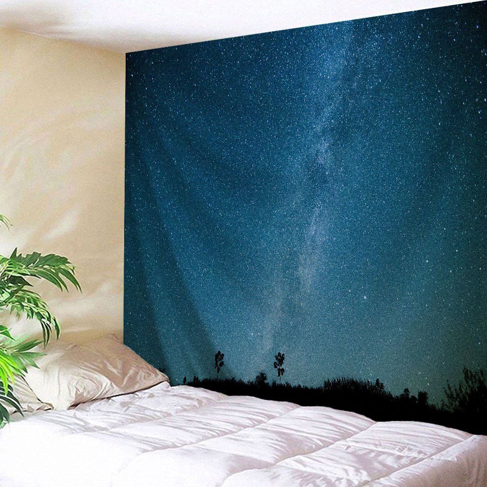 Night Sky Wall  Hanging Tapestry For Dorm  Decor  NIGHT BLUE 