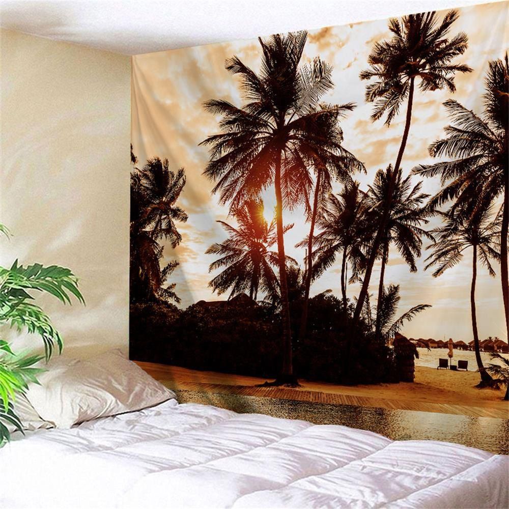 

Sunset Palm Tree Wall Hanging Fabric Tapestry, Light brown