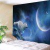 Tapisserie Murale Pendante Décoration d'Art Loup et Lumière de Lune - bleu nuit W51 INCH * L59 INCH