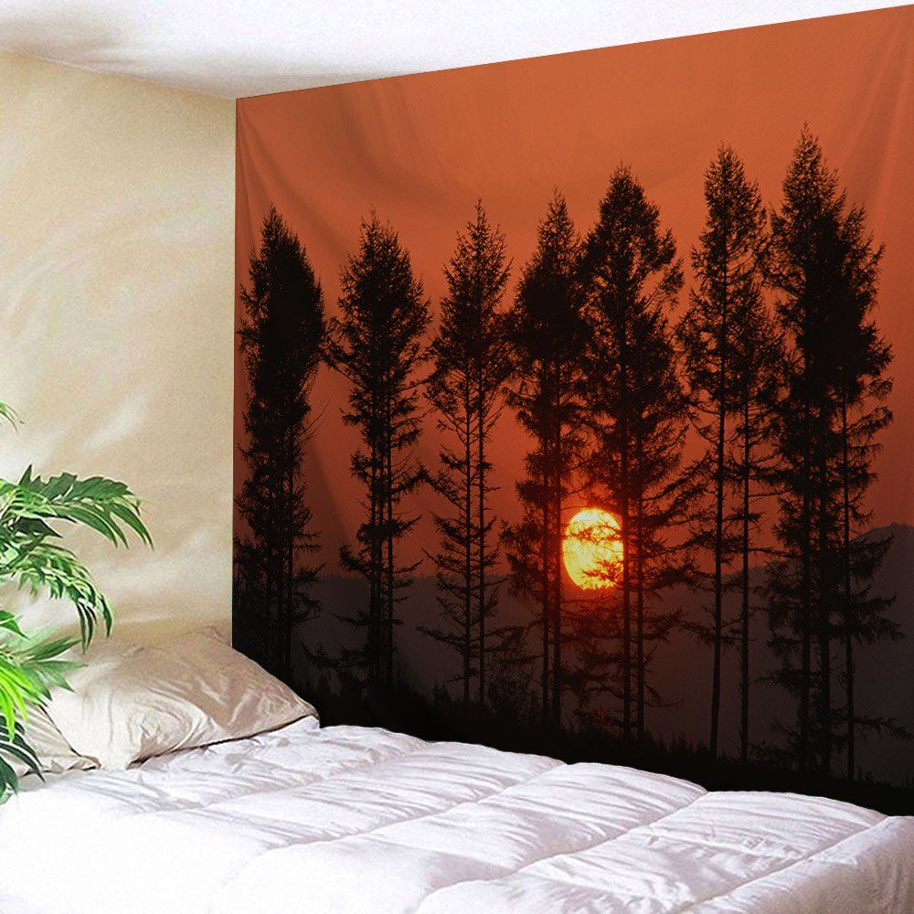 

Sunset Spinney Wall Hanging Polyester Tapestry, Dark auburn