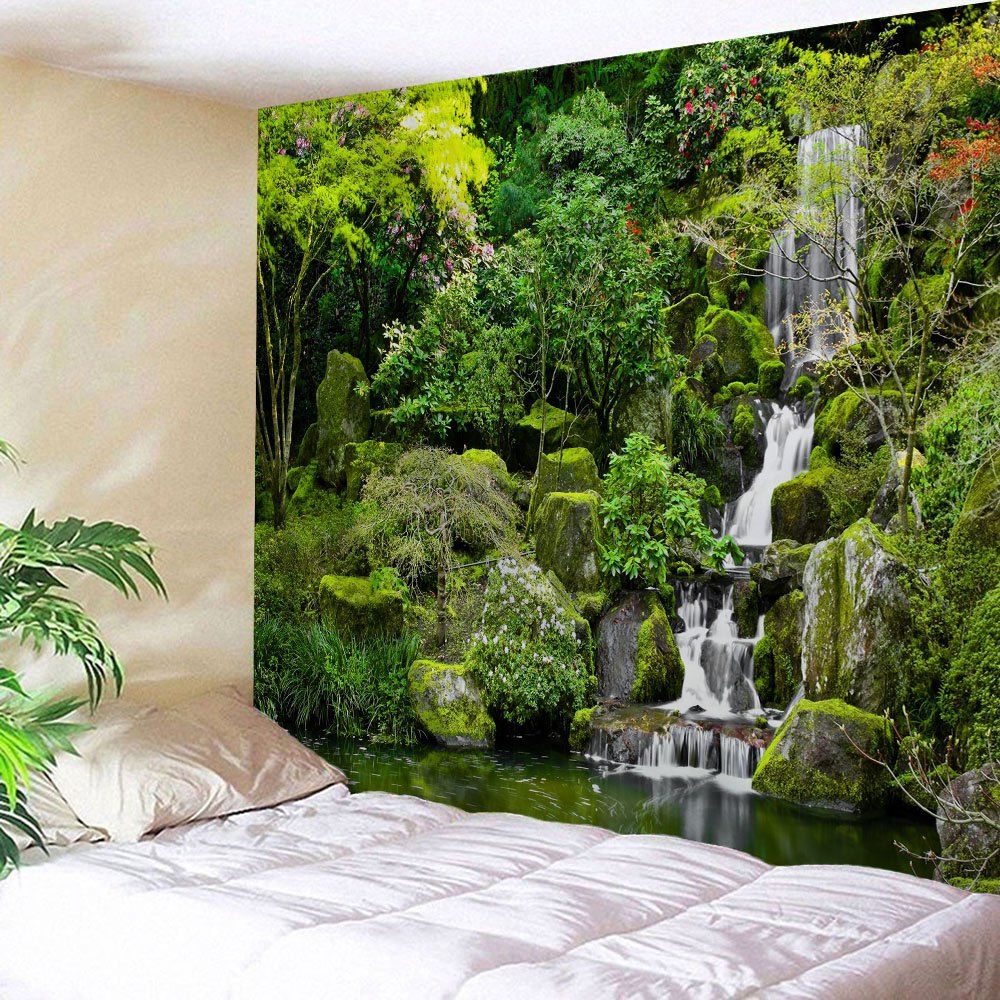 

Mountain Falls Print Tapestry Wall Hanging Art, Green