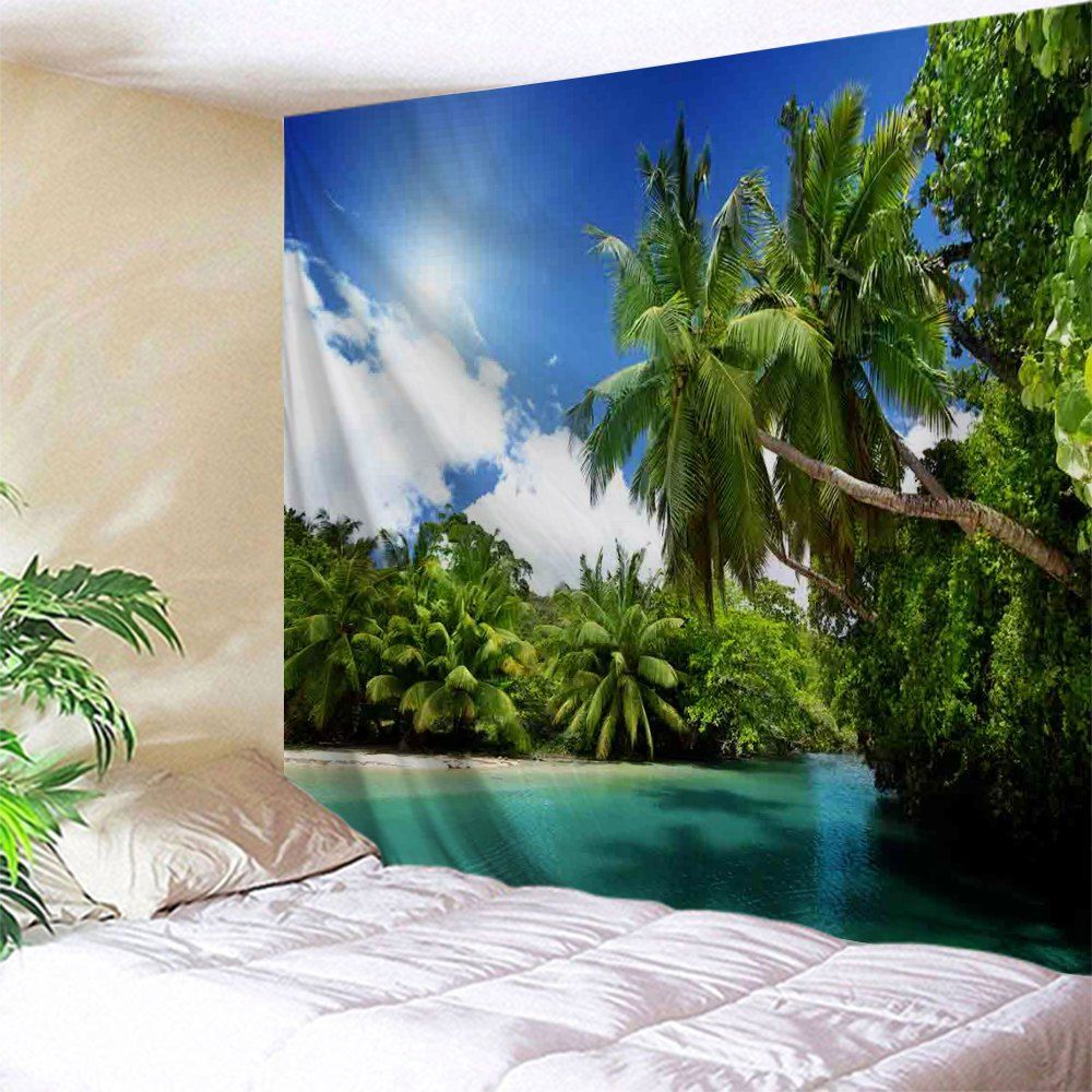 

Coconut Tree Water Print Tapestry Wall Hanging Art, Green