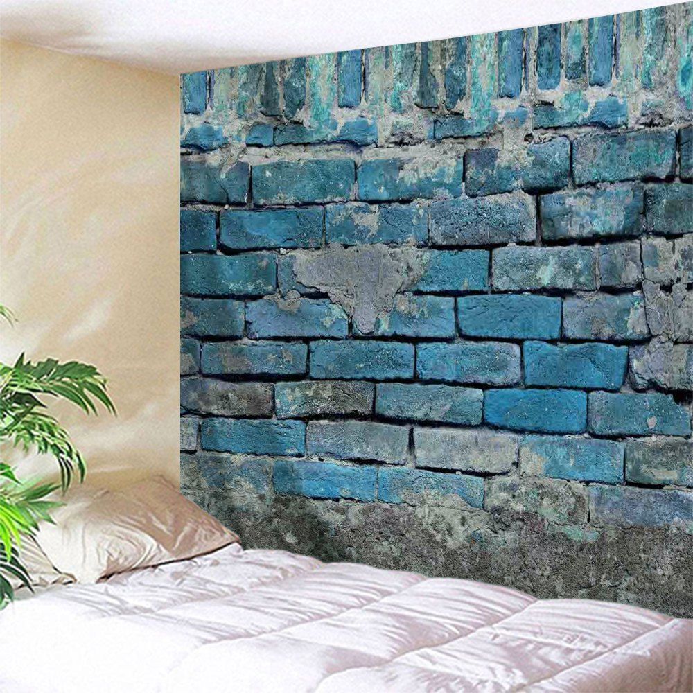 

Vintage Brick Wall Print Tapestry Wall Art Decoration, Lake blue